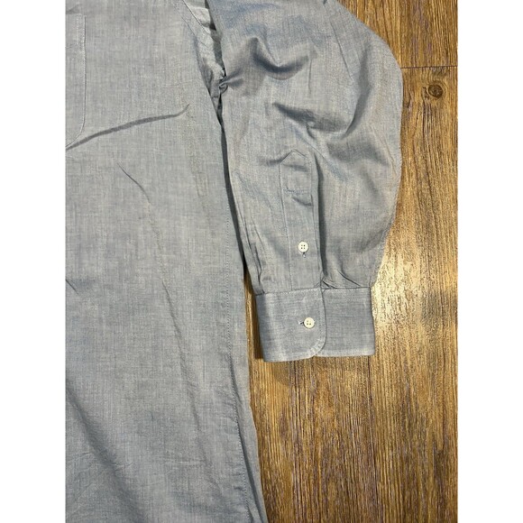 Gitman Bros Shirt Mens Blue Chambray Long Sleeve Pocket Preppy USA Sz 19-34 Big - Picture 3 of 10